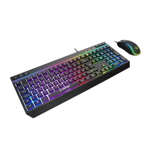 Rampage Siyah RGB Aydınlatmalı Q Oyuncu Multmedia Klavye ve 12800 DPI Mouse Gaming Set