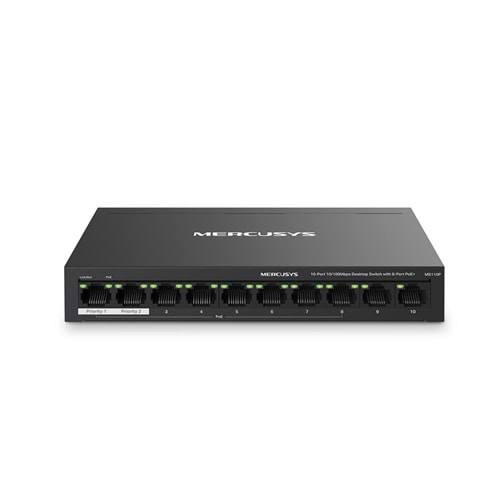 Tp-Link Mercusys MS110P 8 Port 10/100 Mbps Poe+ 2 Port 10/100 Switch Metal Kasa