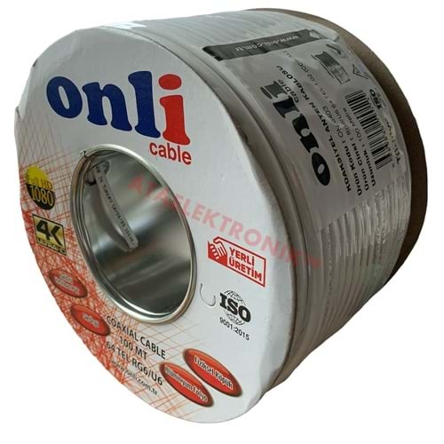 ONLİ RG6/U6 64 TEL 1.02 (CCS/AL) KOAKSİYEL ANTEN KABLOSU 100 MT DHL