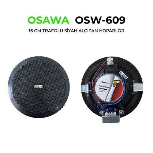 OSAWA 16 CM TRAFOLU SİYAH ALÇIPAN HOPARLÖR