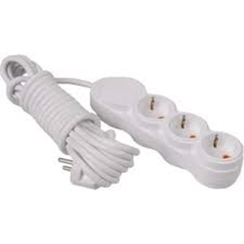 PELSAN 3'lü 5M Çocuk Korumalı Topraklı Priz Beyaz