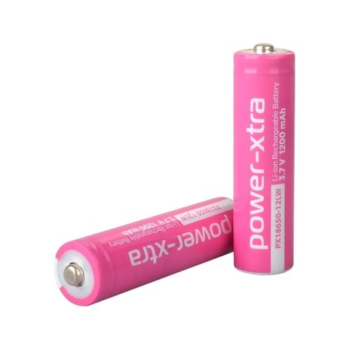 Power-Xtra PX18650-12LW - 3.7V 1200 Mah Li-ion Şarjlı Pil - Başlı - 0.5C