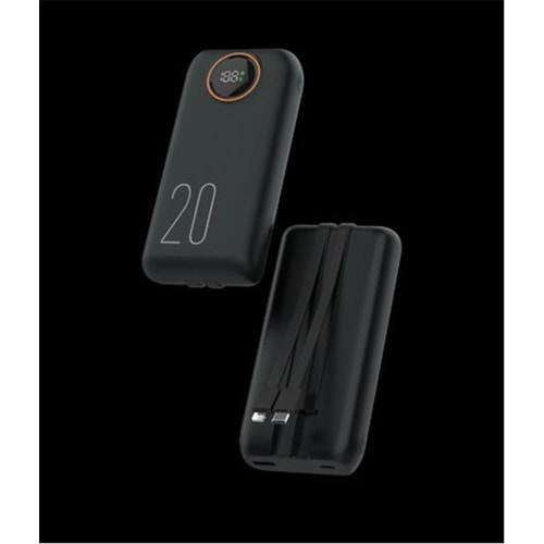 Snapron 20.000 Mah LCD Ekran Dahili Kablolu 22.5w Hızlı Şarj Powerbank