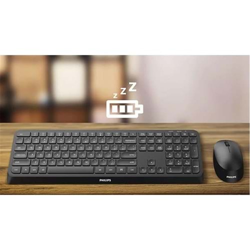 Philips Kablosuz Klavye Mouse Seti Siyah 3000 Series 2.4Ghz Silent Desing
