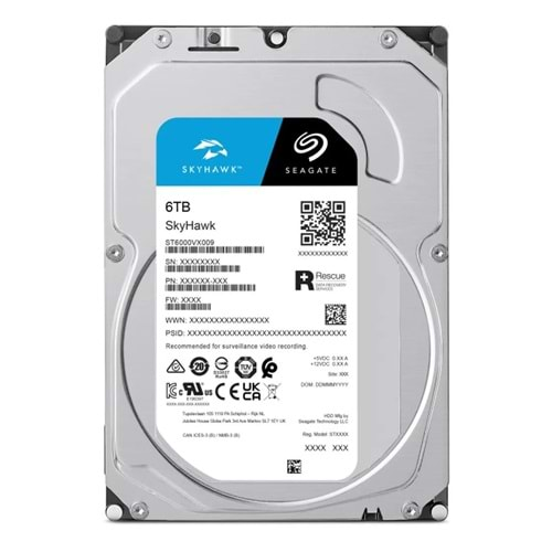 SEAGATE 6 TB 3.5 SKYHAWK SATA 5400RPM 256MB 7/24 GUVENLIK ST6000VX009 (RESMI DIST GARANTILI)