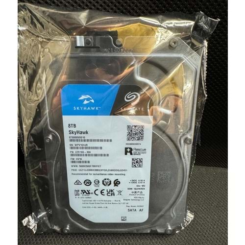 SEAGATE GÜVENLİK DİSKİ HDD 8 TB 3.5 SKYHAWK 7*24 SIFIR GARANTİLİ ÜRÜN