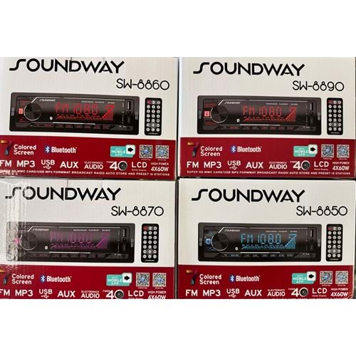 SOUNDWAY SW-8870 7 RENK BLUETOTH MP3 OTO TEYP