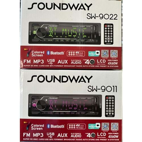 SUNDWAY SW-9011 GENİŞ EKRAN 7 RENK BLUETOOTH OTO TEYP