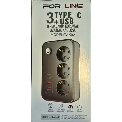 FORLINE 3LÜ TERMAL AKIM KORUMALI GRUP PRİZ