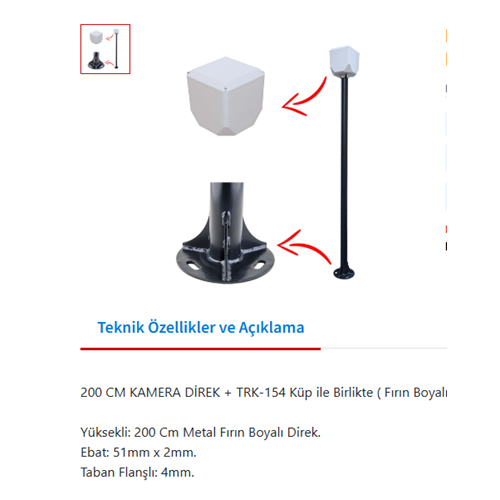 TRK 2 METRE METAL DİREK +TRK-154 ÇOK AMAÇLI MONTAJ KUTUSU DAHİL