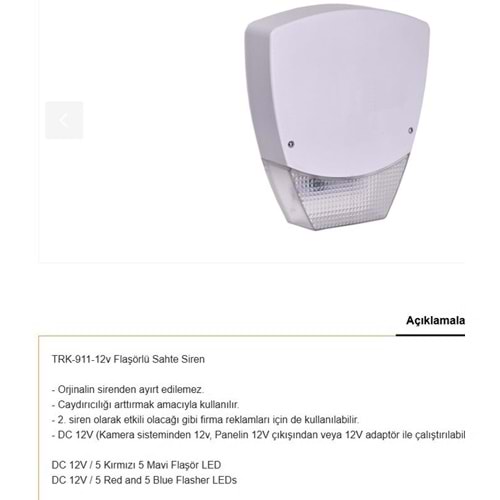 TRK 12 V FLAŞÖRLÜ SAHTE SİREN