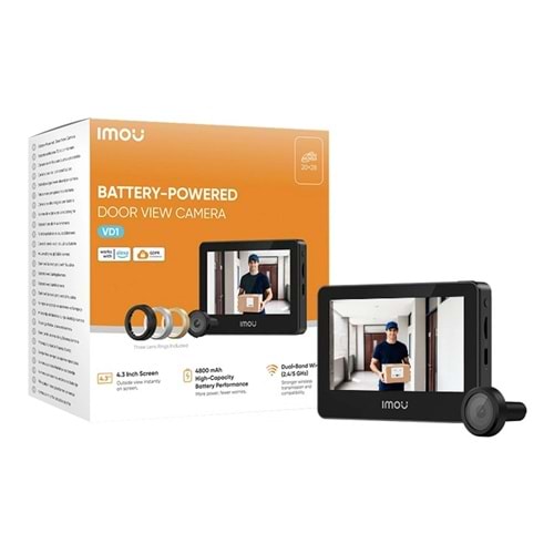 IMOU VD1 5 MP 2.3 MM MONİTÖRLÜ KABLOSUZ KAPI DÜRBÜN KAMERASI (HAREKET ALGILMA,HAREKET ANINDA KAYIT,GENİŞ AÇI,4.3 İNÇ EKRAN,4.800 MAH BATARYA ,SÜREKLİ ÇALIŞMA MODUNDA 2 HAFTA SARJ SÜRESİ,MANUEL ÇALIŞMA MODUNDA 5 AY ÇALIŞMA SÜRESİ)