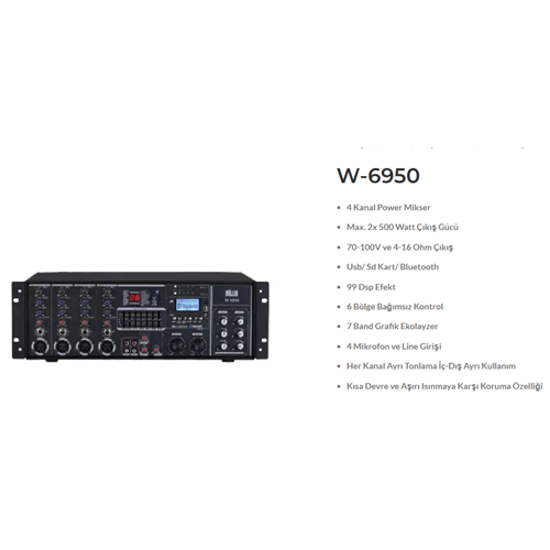 WÖLLER 6 BÖLGE 4 KANAL 2*500W STERO TRAFOLU VE TRAFOSUZ ÇIKIŞLI (CAMİLERİ uygun)