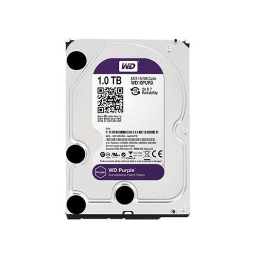 WD 1 TB 3.5 PURPLE SATA3 5400RPM 64MB 7/24 GUVENLIK WD10PURX (2 YIL RESMI DIST GARANTILI)