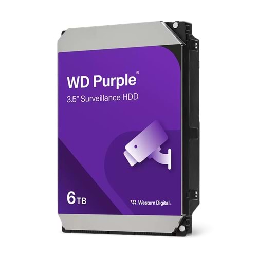 WD 6 TB 3.5 PURPLE SATA3 5400RPM 64MB 7/24 GUVENLIK WD64PURZ (2 YIL RESMI DIST GARANTILI