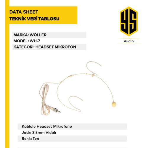 WÖLLER KABLOLU HEADSET MİKROFON TEN RENGİ KALİTELİ SERİ