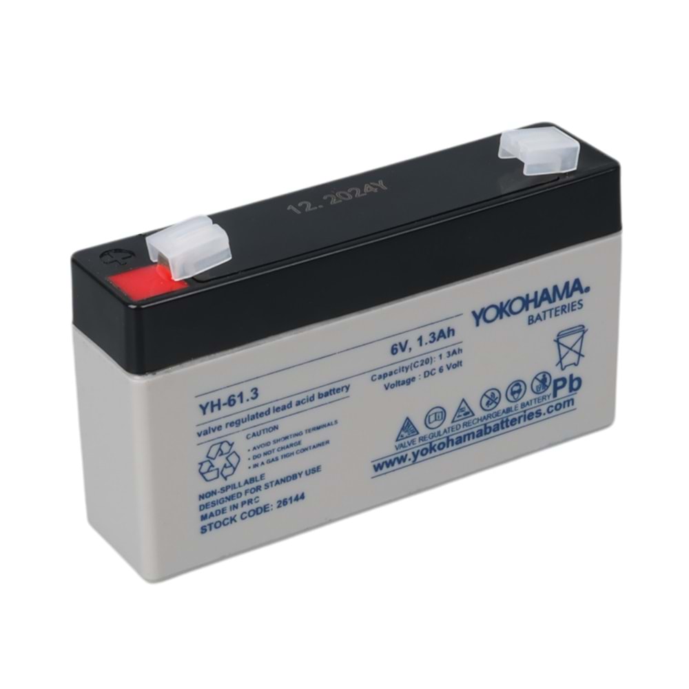 YOKOHAMA YH-61.3 6 VOLT - 1.3 AMPER AKÜ (98 X 25 X 52 MM)YOKOHAMA YH-61.3 6 VOLT - 1.3 AMPER AKÜ (98 X 25 X 52 MM)YOKOHAMA BATTERİES 26144