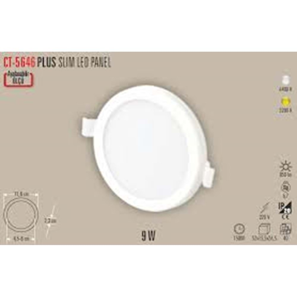 Cata Ct-5646 9w Plus Led Panel Armatür Beyaz-GÜNIŞIGI