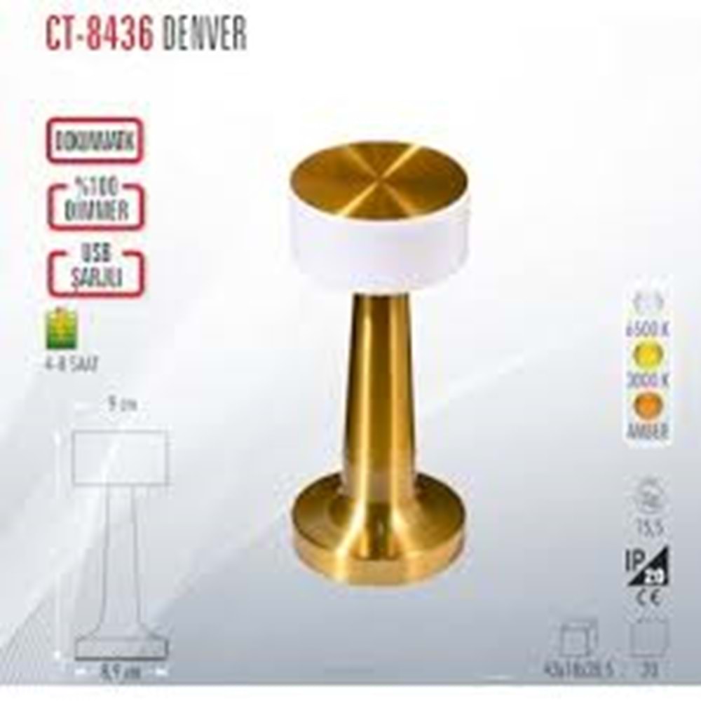 Cata CT-8436 Denver Şarjlı Masa Lambası