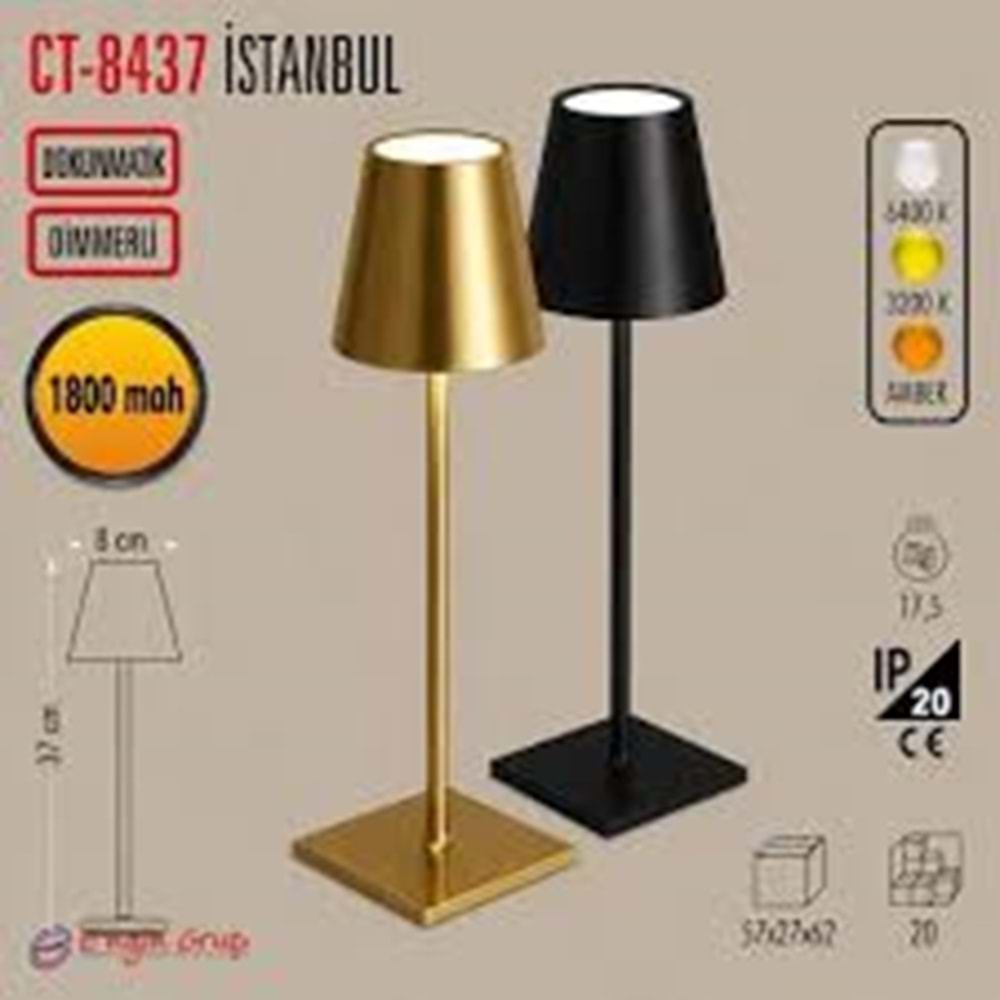 Cata CT-8437 İstanbul Dokunmatik Şarjlı Masa Lambası