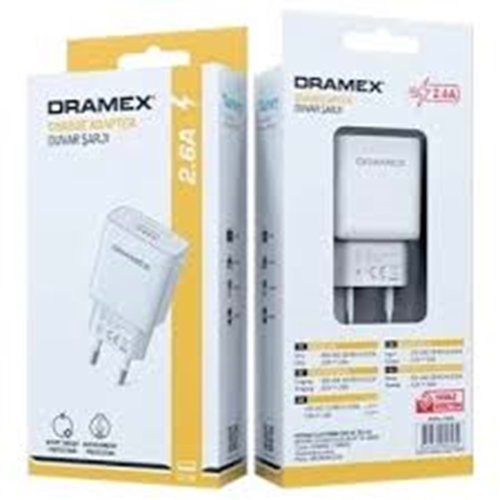 DRAMEX SARJ ADAPTÖRÜ VE TYPE-C KABLO 2.6 A