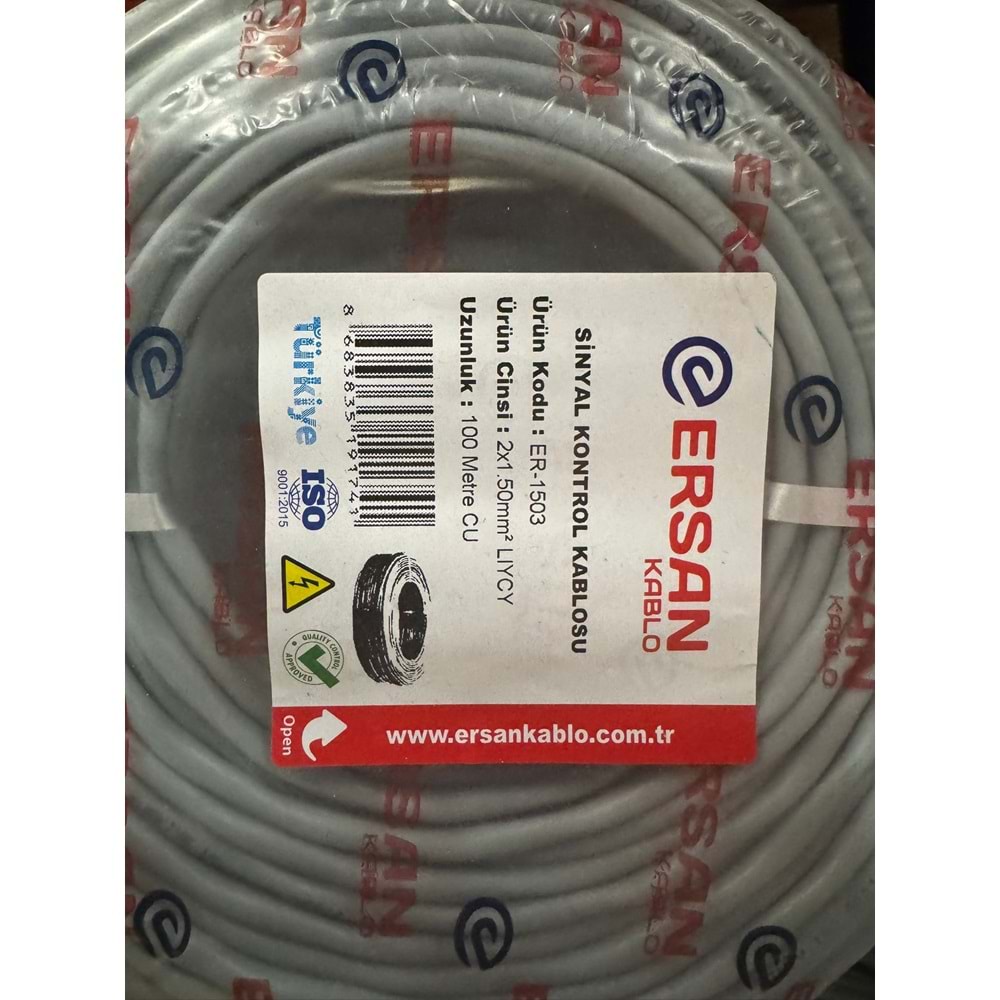 ERSAN 2*1,5 MM BAKIR LIYCY HOPARLÖR KABLOSU 100 METRE FİYAT