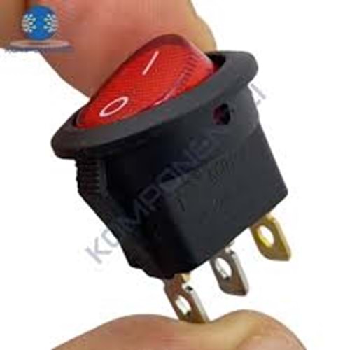 YUVARLAK ANAHTAR IŞIKLI 220 V KIRMIZI DHL