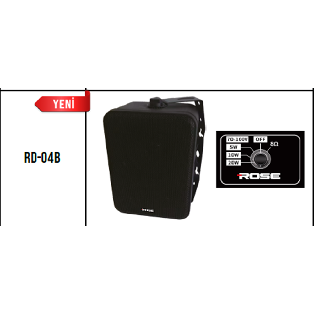 ROSE 4 İNC KOLON TİPİ HOPARLÖR TRAFOLU TRAFOSUZ SİYAH
