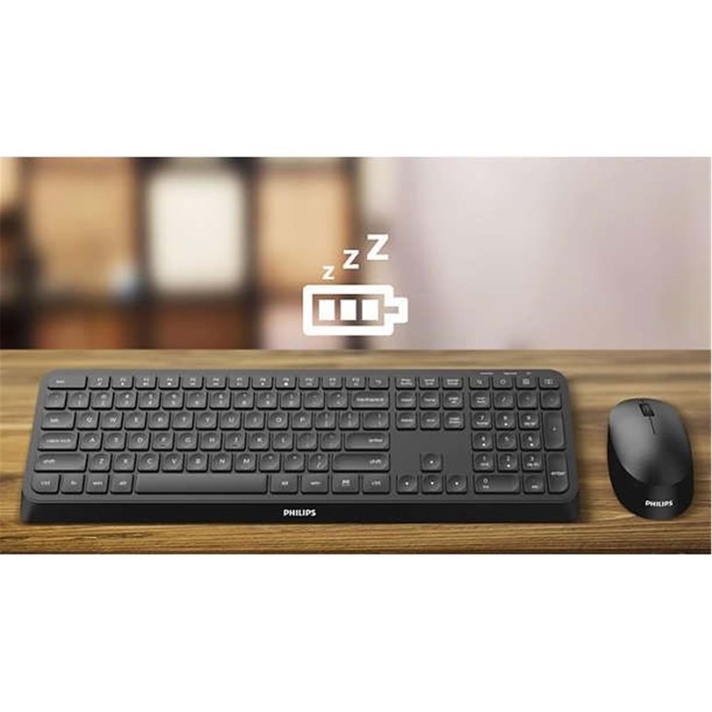 Philips Kablosuz Klavye Mouse Seti Siyah 3000 Series 2.4Ghz Silent Desing